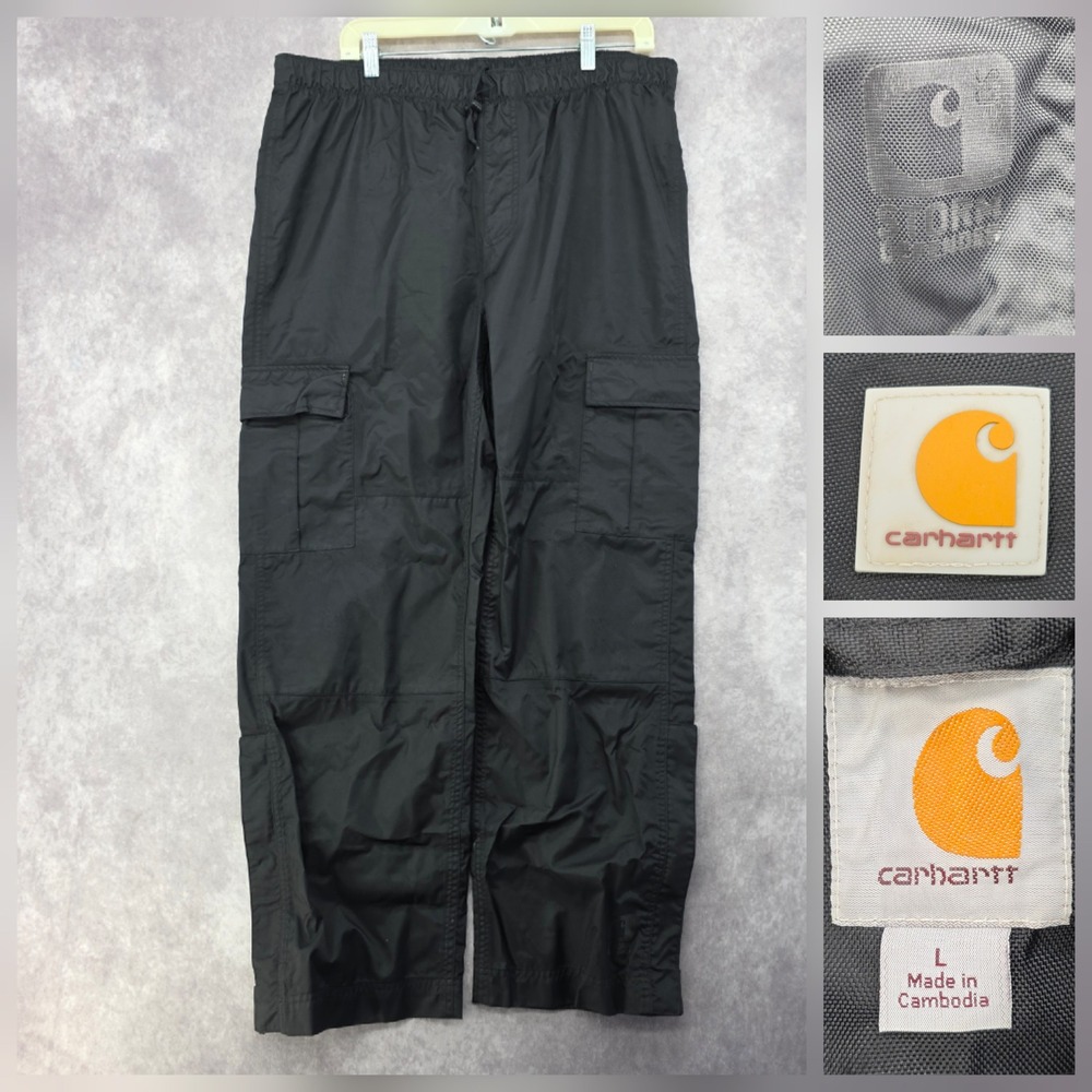 Carhartt Storm Defender Mens Large Black Waterproof Cargo Pants Zipped Leg